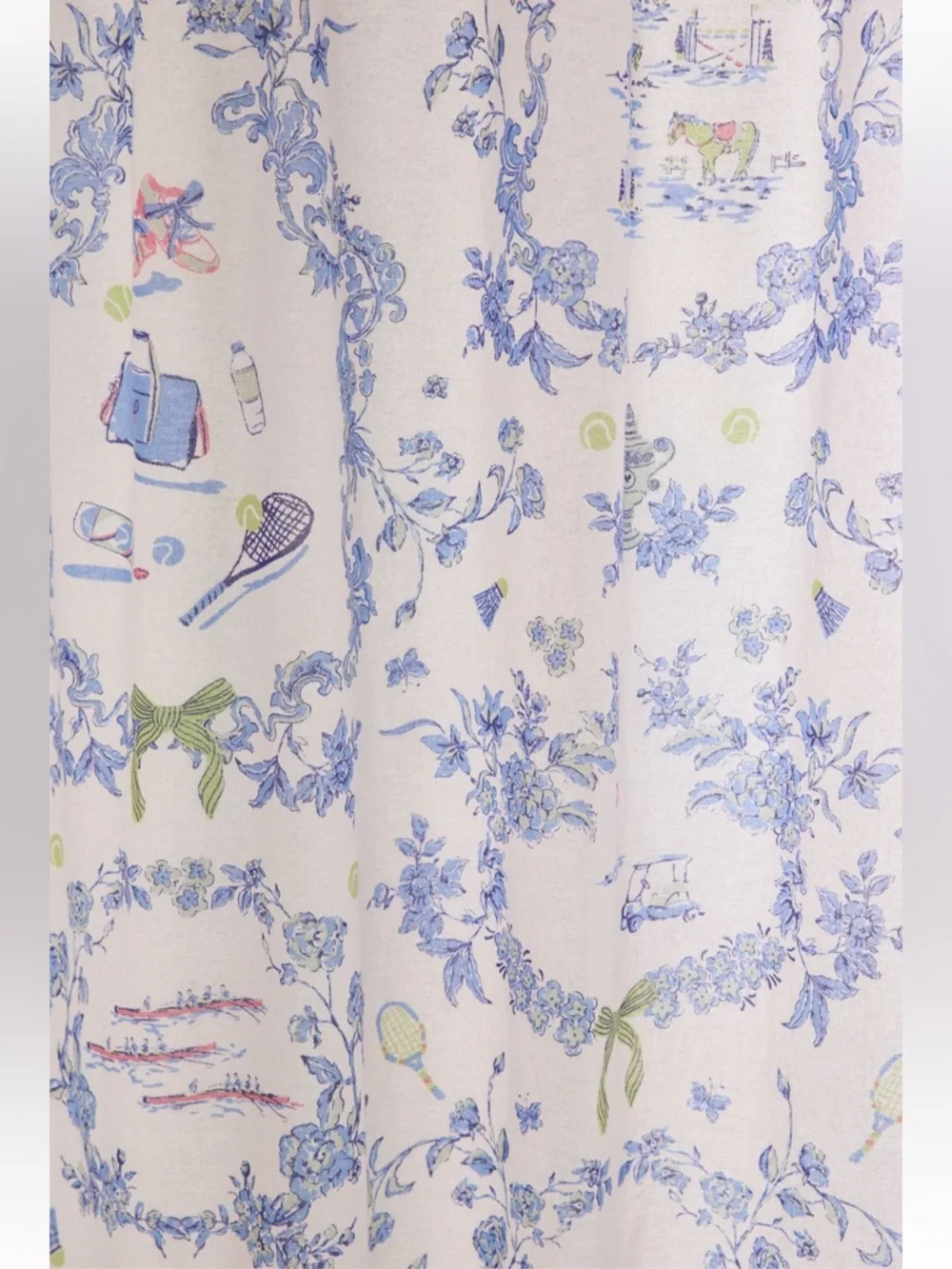 NWT Urban Outfitters Floral Toile Blue Patterned Cotton Shower Curtain